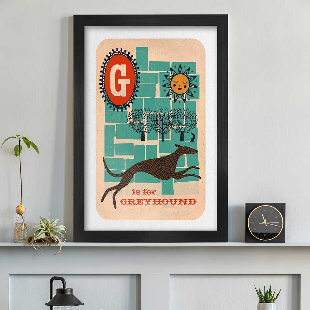 G is for Greyhound Poster Print