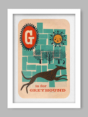 G is for Greyhound Poster Print