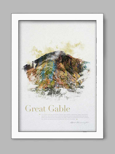 Great Gable in Wainwright's Words - Lake District Poster Print