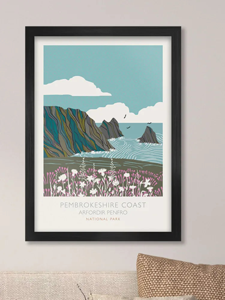 Pembrokeshire Coast National Park - Poster Print. Established in 1952, it sits at the far south west coast of Wales.