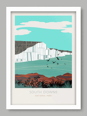 South Downs National Park - Poster Print. Established in 2009, the park takes in areas of both Hampshire and Sussex.