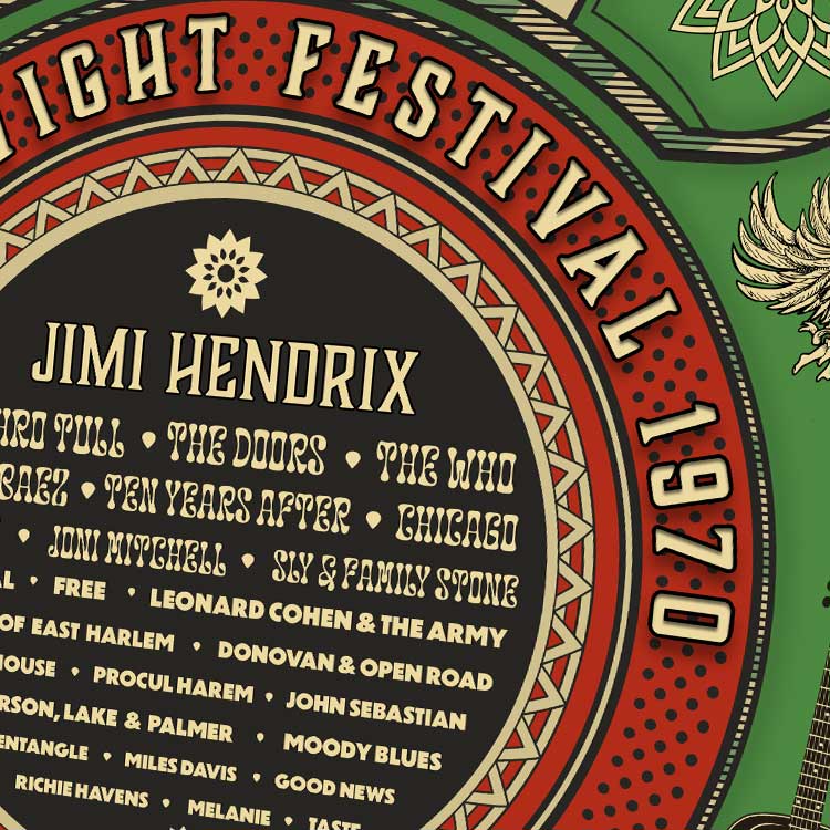 1970 isle of wight festival poster print. Re-imagined