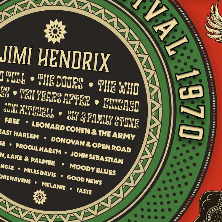 isle of wight festival poster. Re-imagining of the famous 1970 event