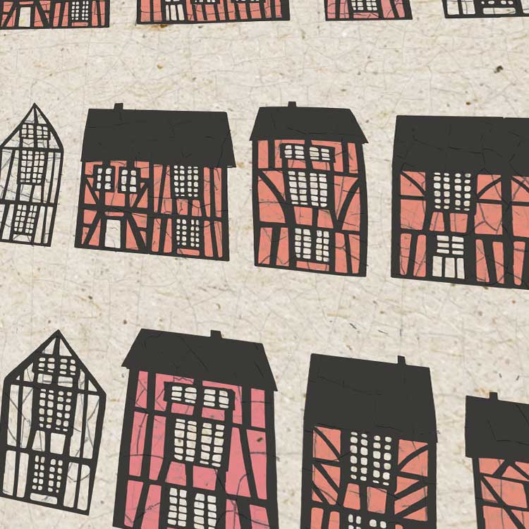 Suffolk pink houses - suffolk houses illustration