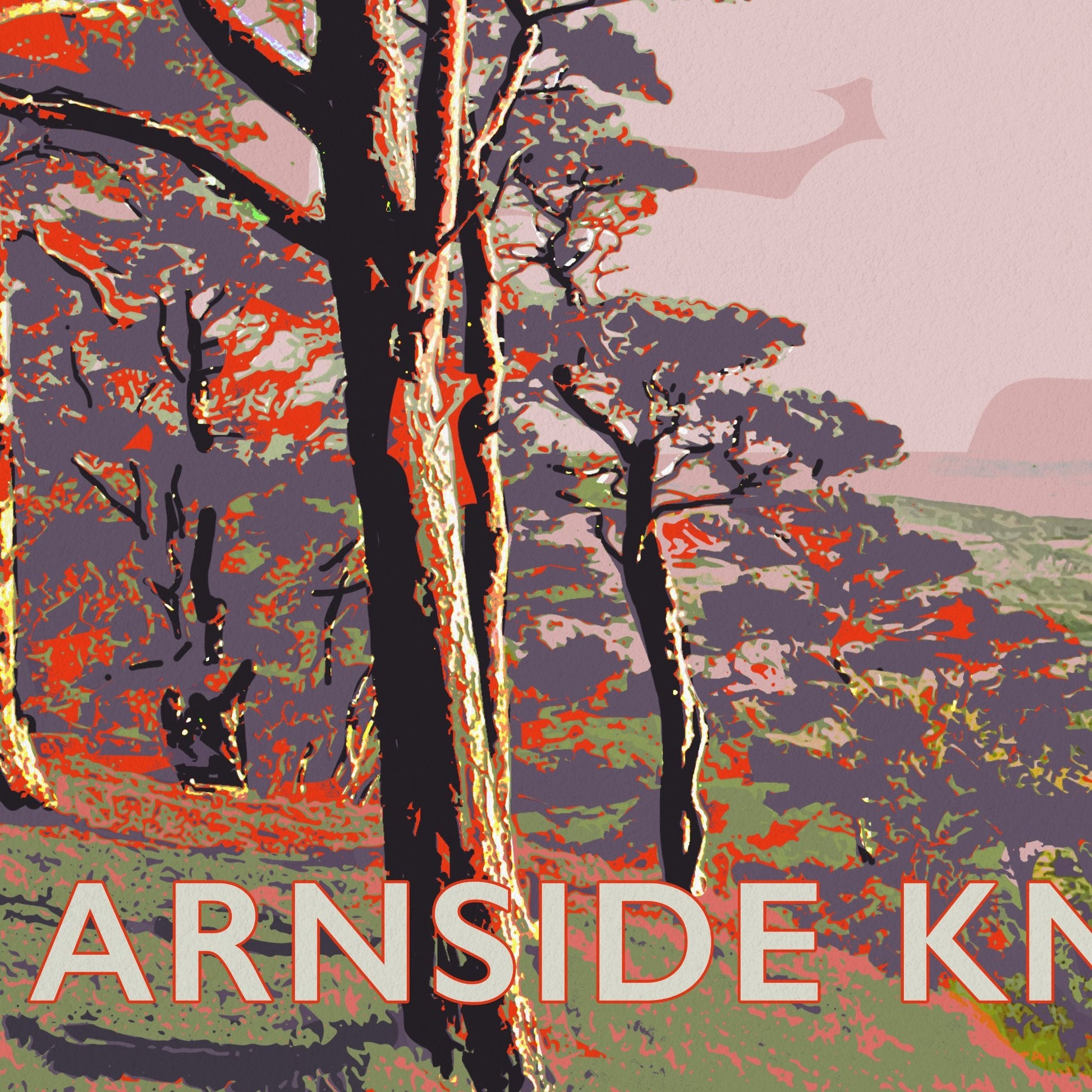 Arnside Knott Retro Style Poster Print featuring Morecambe Bay
