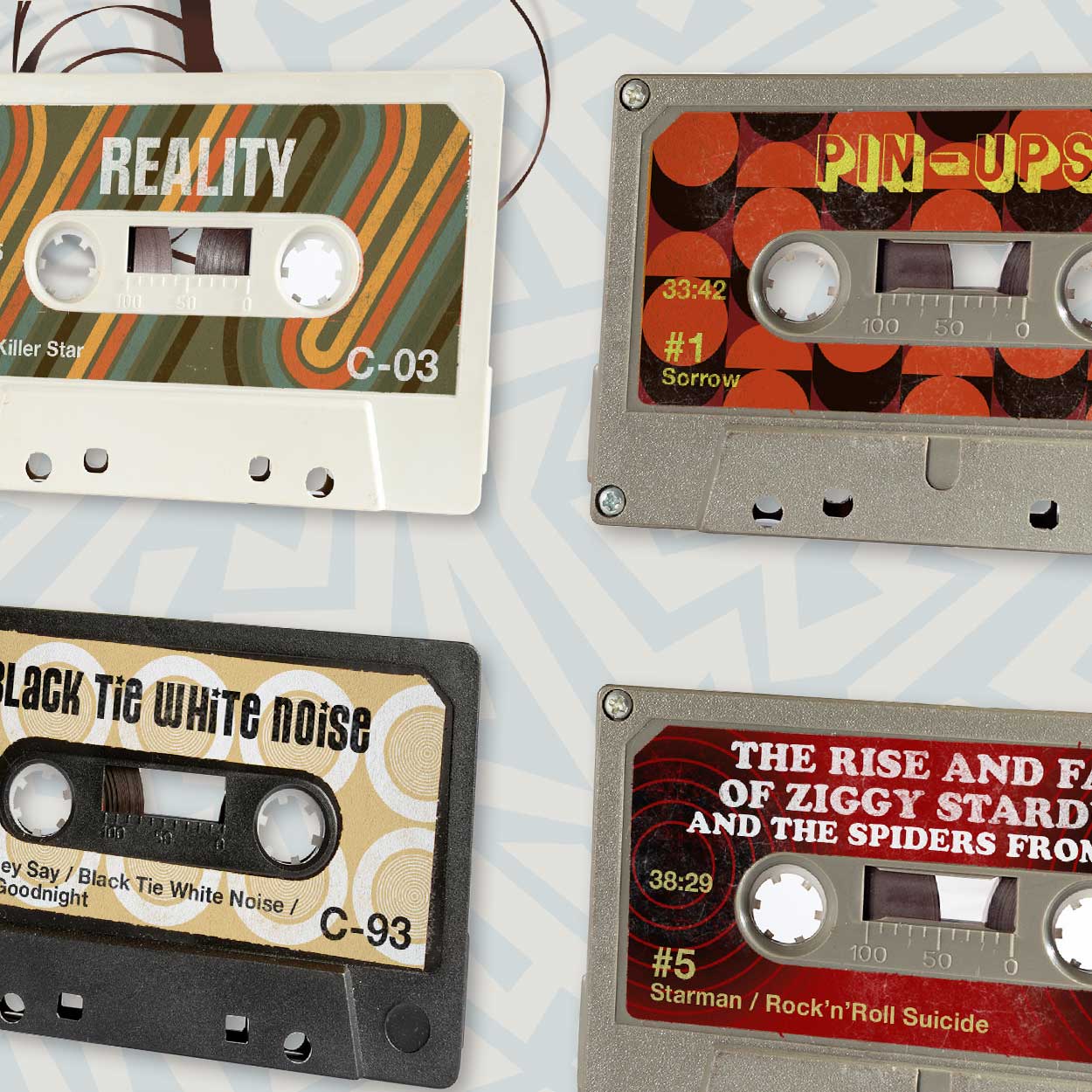 David bowie albums poster. Music Cassette style