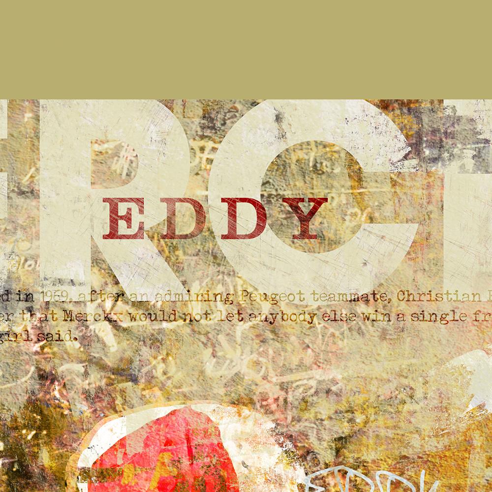 Eddy Merckx- The Cannibal Cycling Poster. Grunge style impression of the great Belgian cyclist