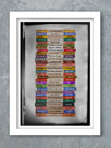 Film title poster - colour themed as book ends