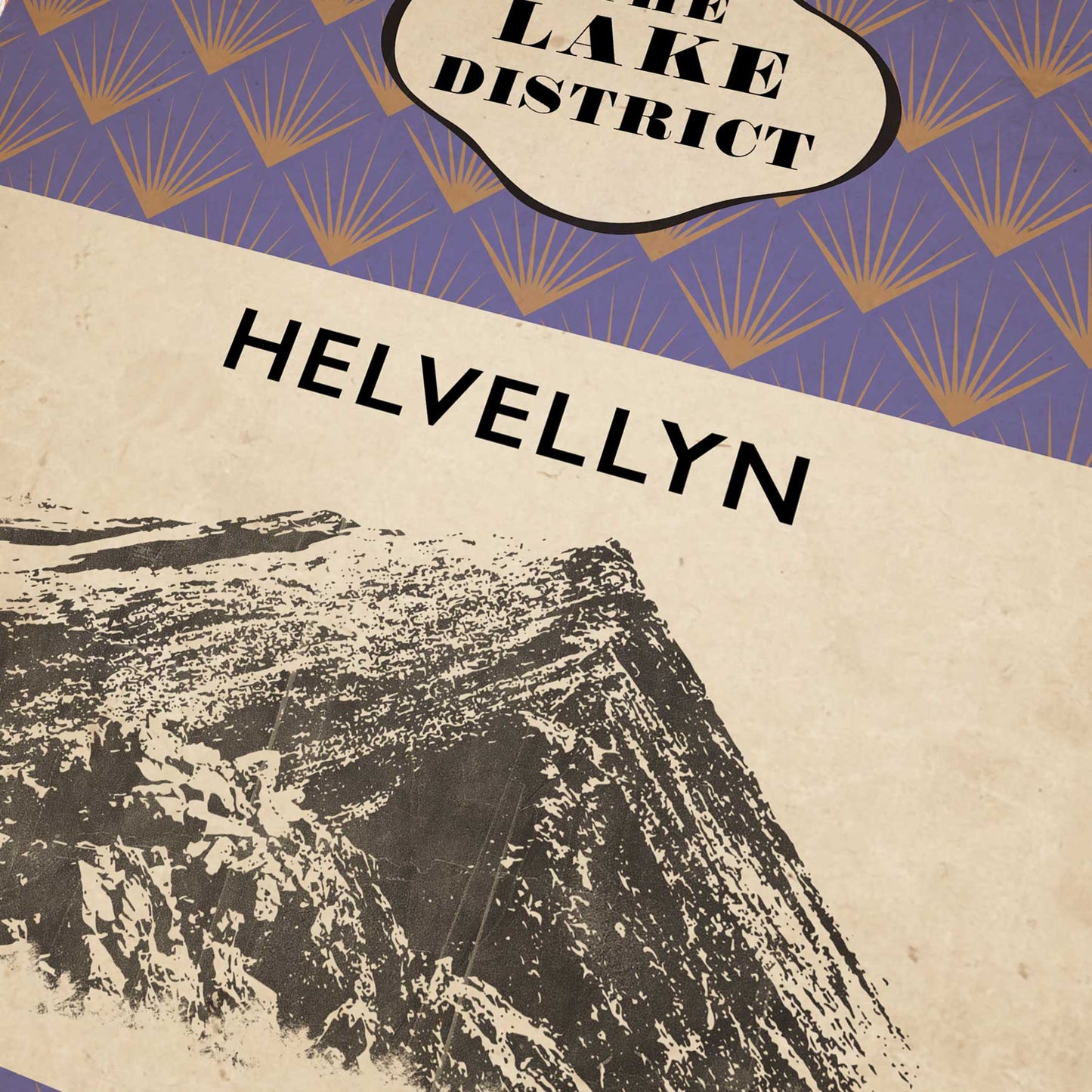 helvellyn lake district book jacket retro style print