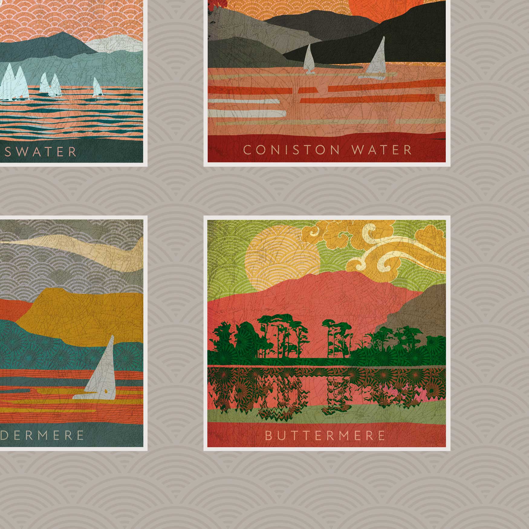 montage print of lake district lakes
