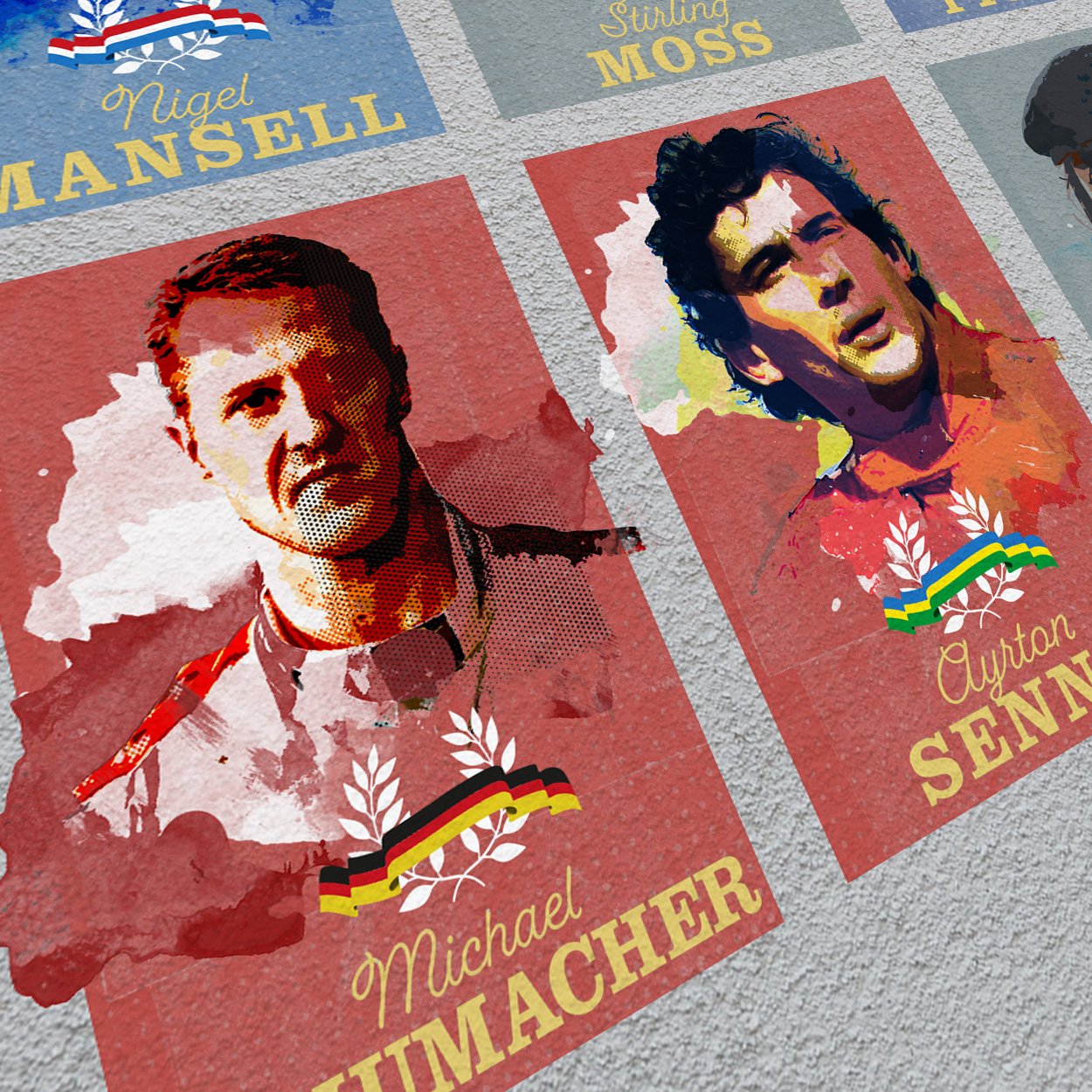 Motor Racing heroes and legends poster print