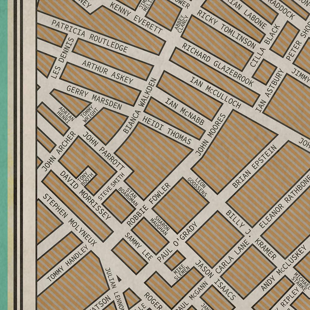 Liverpudlia - Famous Names Street Map Print