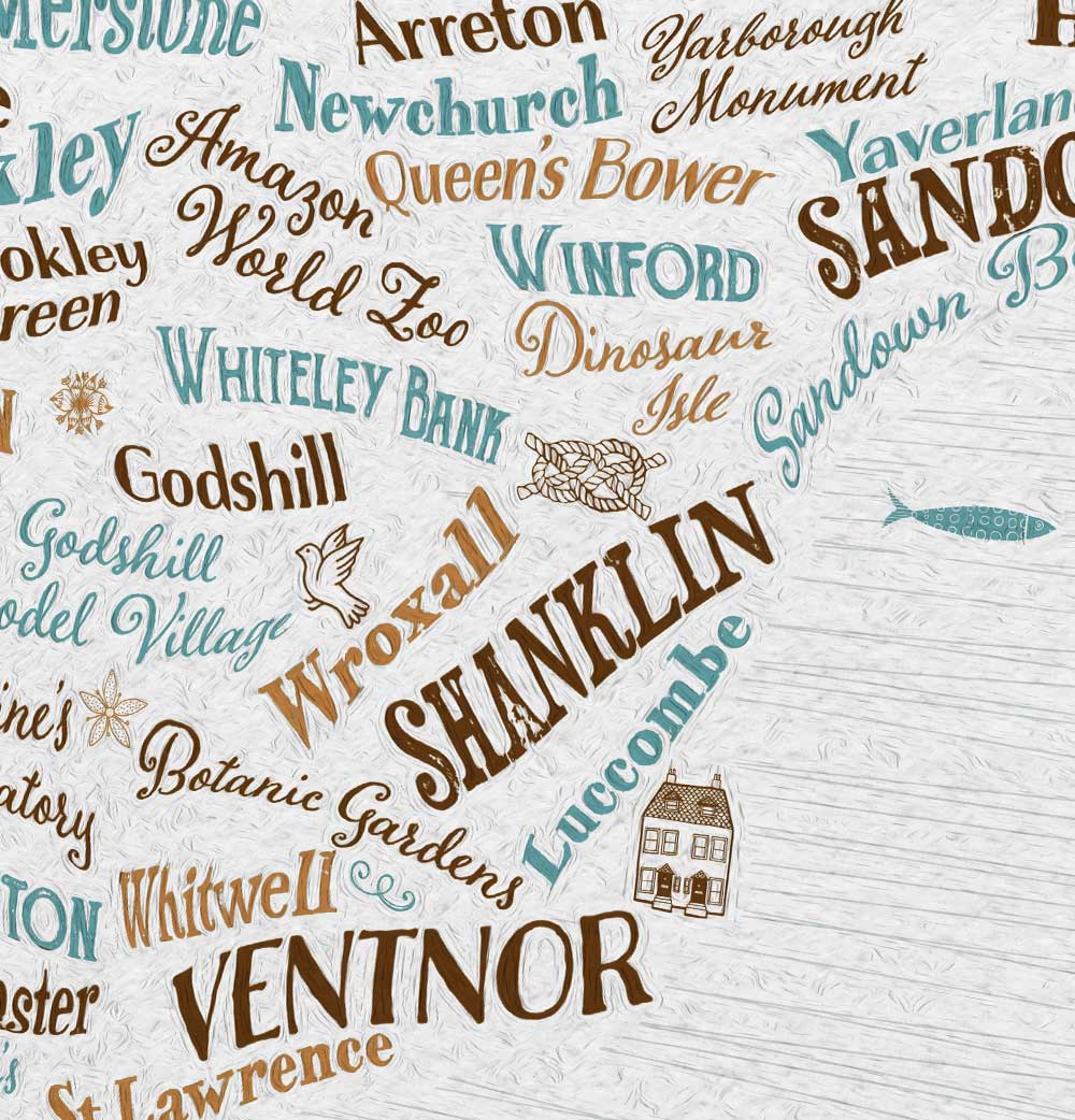 Map of The Isle of Wight Poster Print celebrates some of the island's famous landmarks