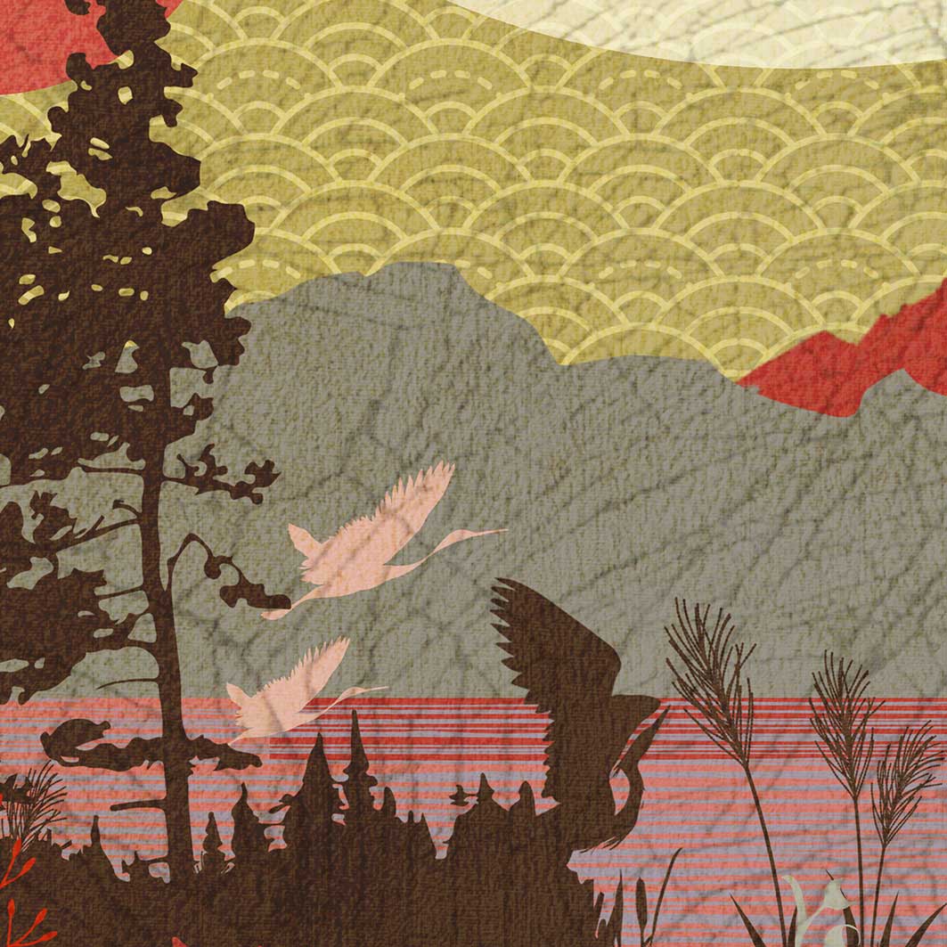 Rydal Water detail. Lake District vintage style poster print.