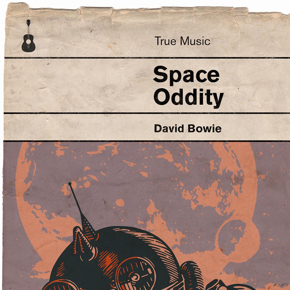 Space oddity - David Bowie Book Jacket Print. Inspired by the old retro Penguin book covers
