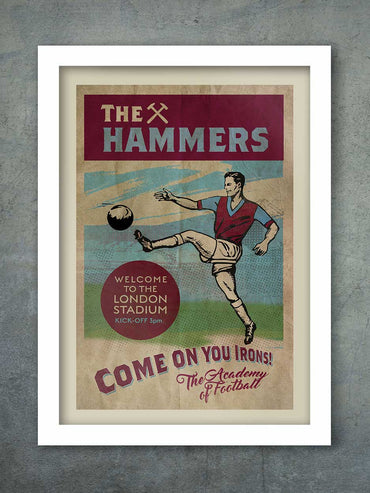 Retro style West Ham match programme style poster