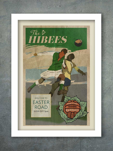Hibs retro style poster print. GGTTH