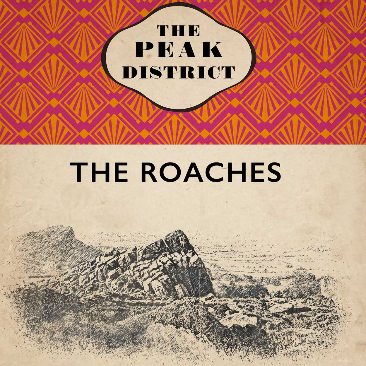 retro styled Roaches Peak District print