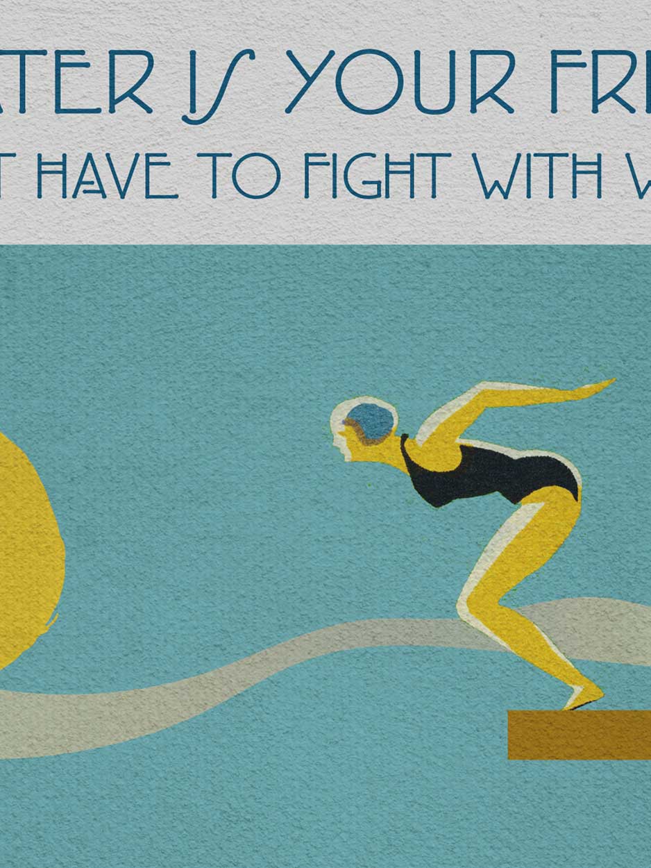 retro vintage swimming poster