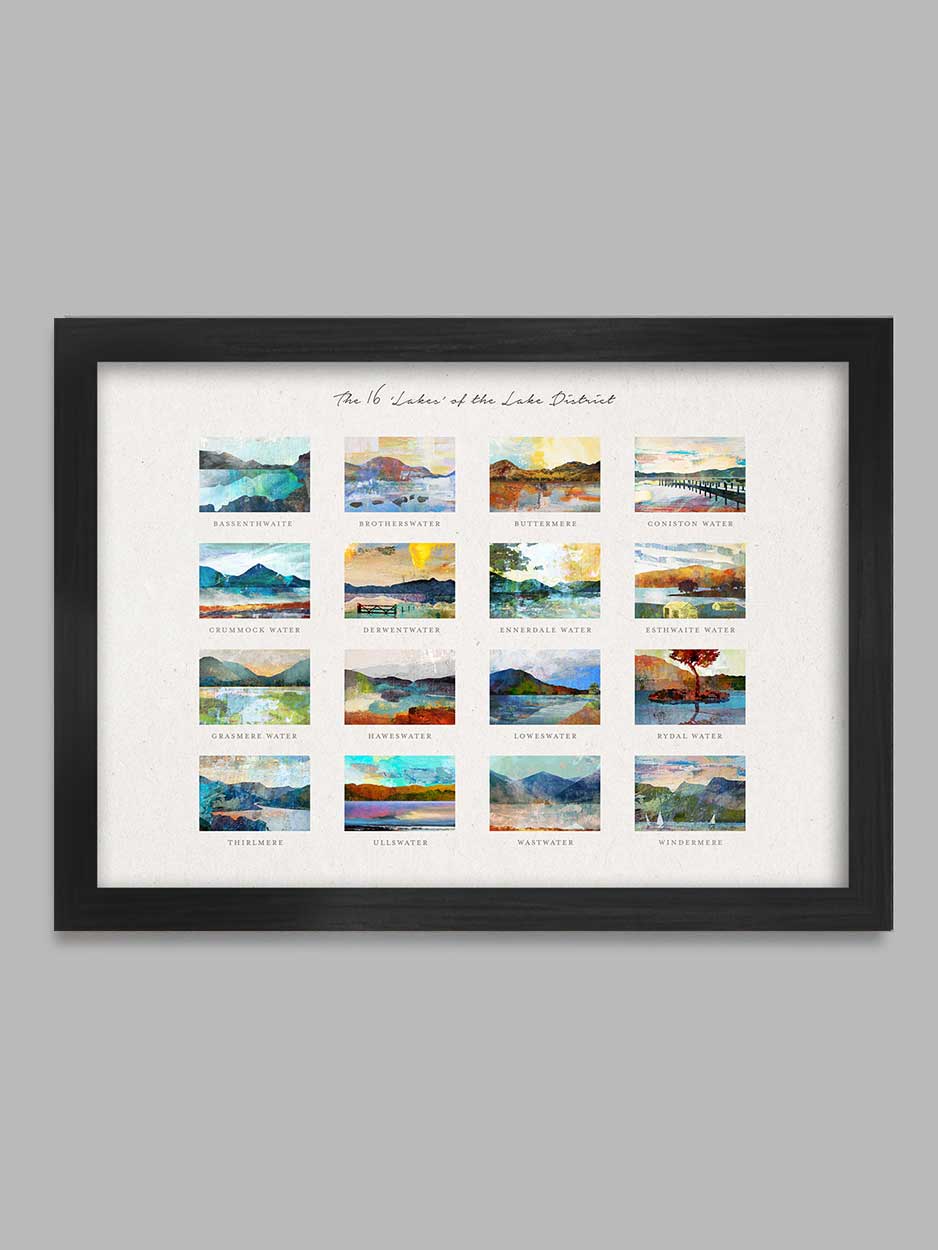 16 lakes of the Lake District - A4 Poster Print