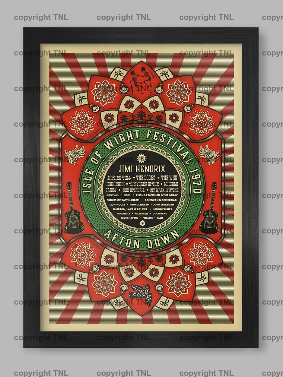 1970 Isle Of Wight Festival Red - Music Print