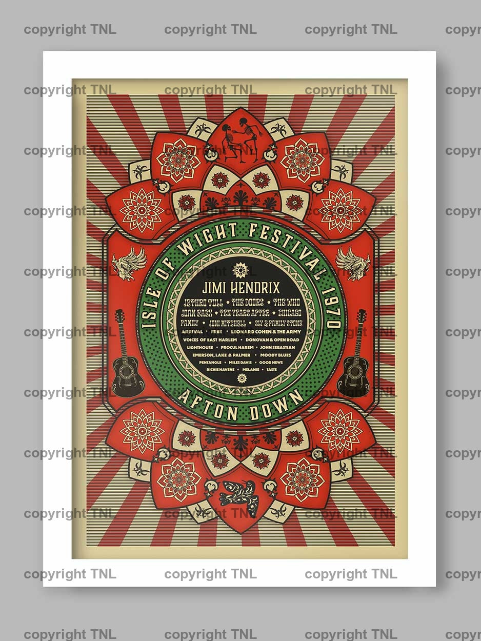 1970 Isle Of Wight Festival Red - Music Print