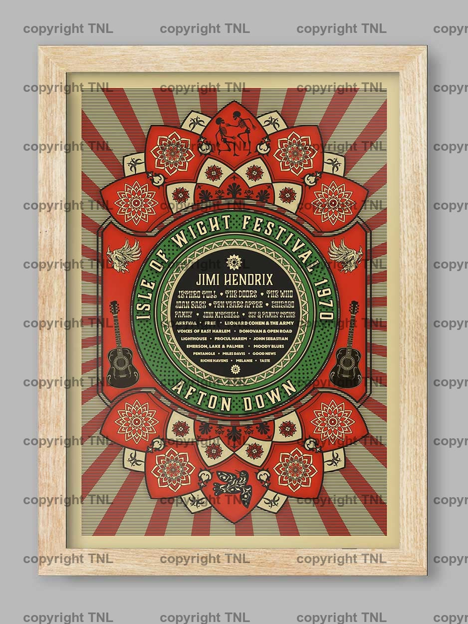 1970 Isle Of Wight Festival Red - Music Print