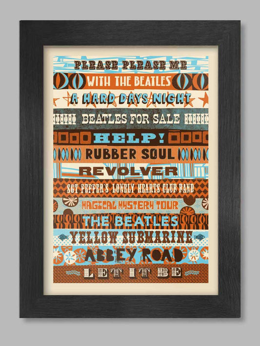 Beatles Albums - Typographic Music Poster Print A4