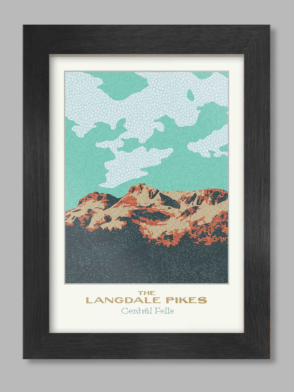 The Langdale Pikes, Central Fells - Lake District A4 Poster print