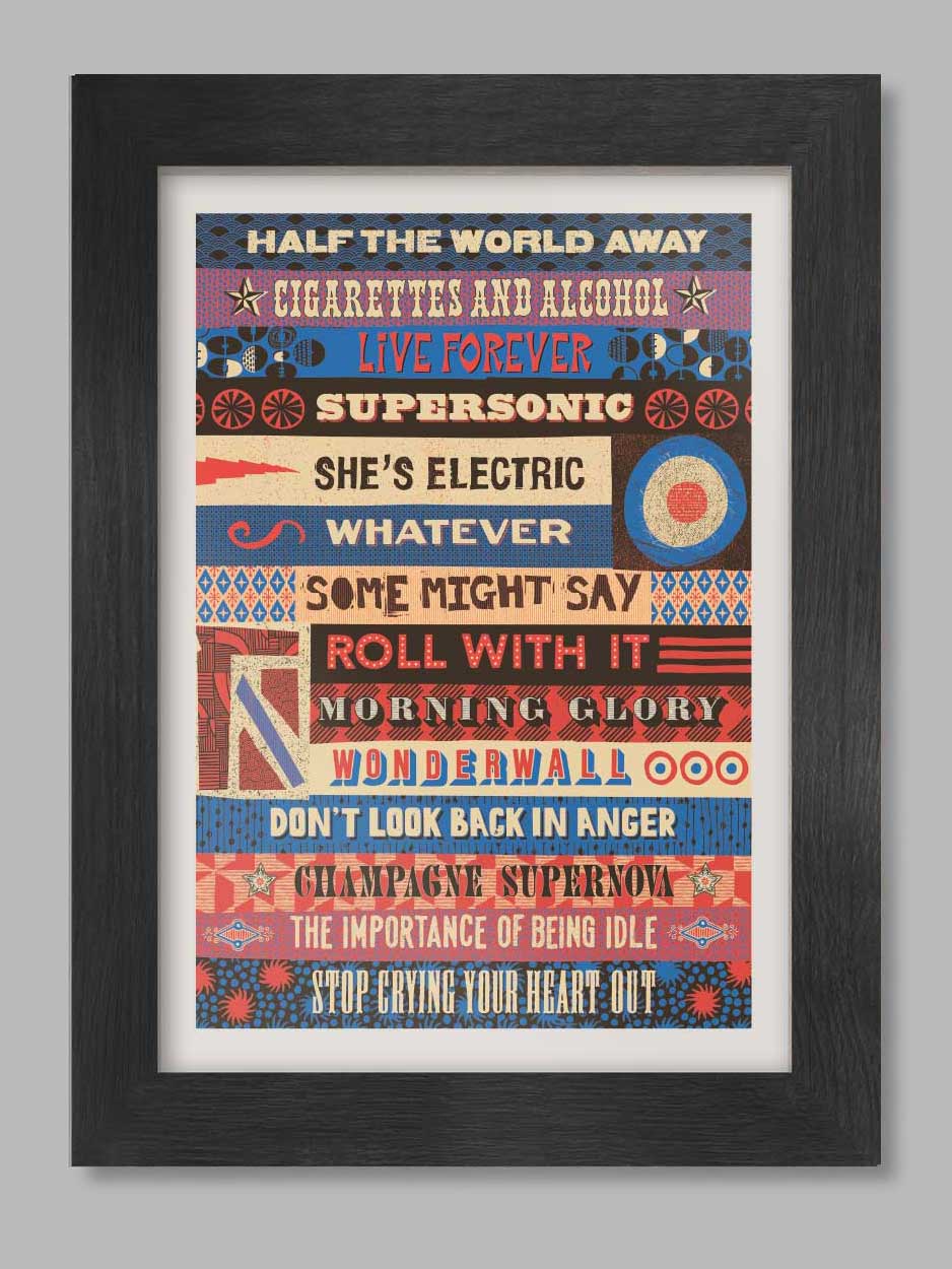 Definitely Glory - Oasis Typographic Music Poster Print A4