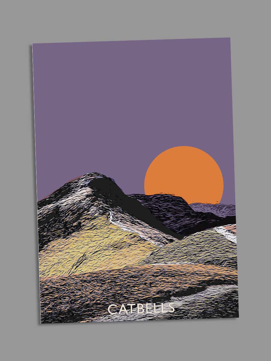 Catbells sunset greeting card