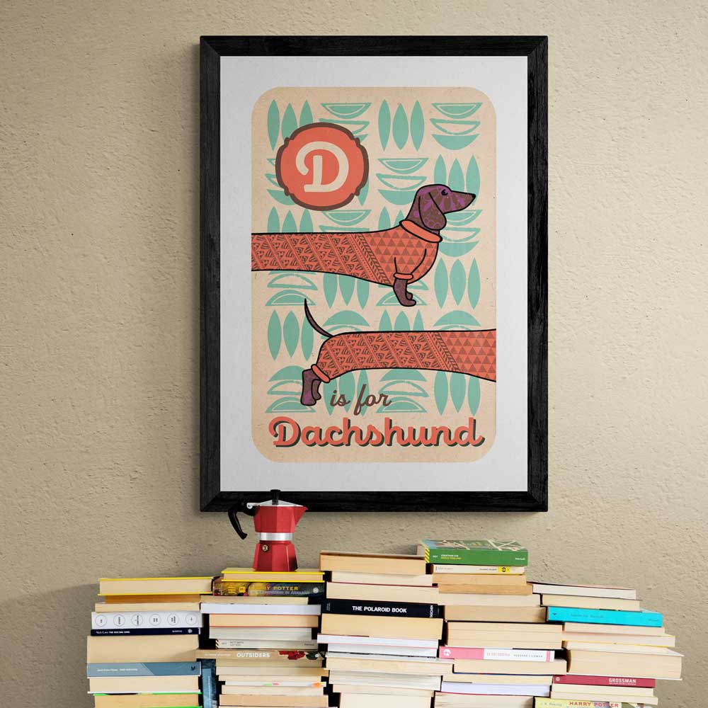 D is for Dachshund Poster Print