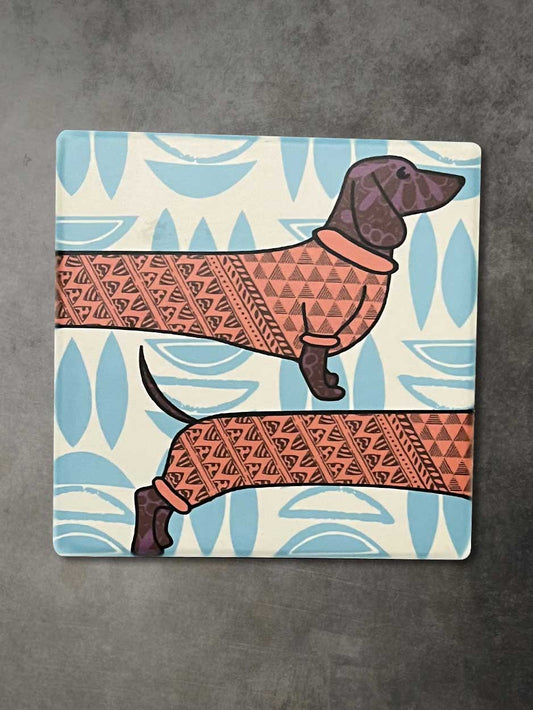 Dachshund Ceramic Coaster (PK6)