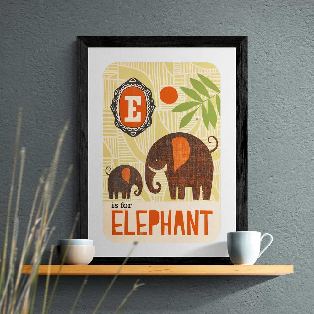 E is for Elephant Poster Print