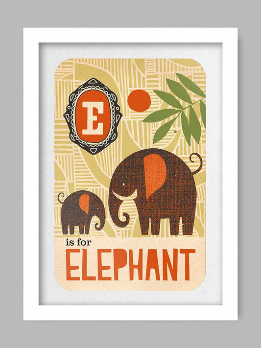 E is for Elephant Poster Print