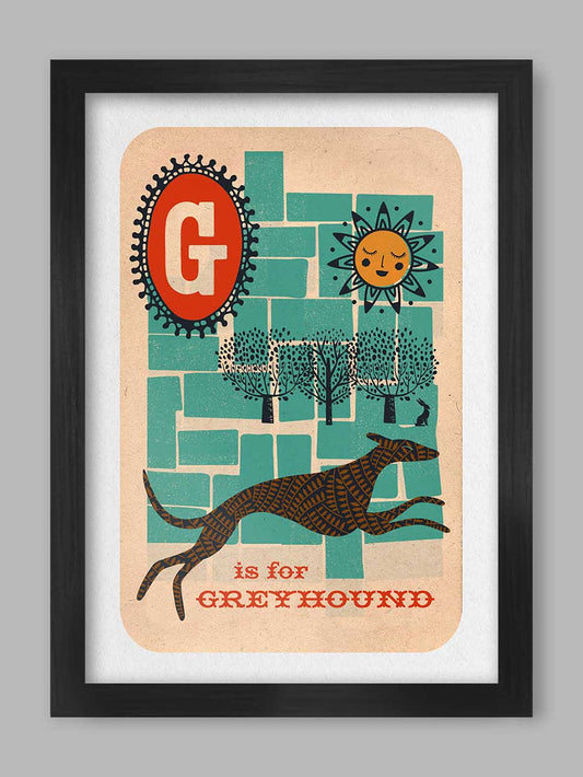 G is for Greyhound Poster Print