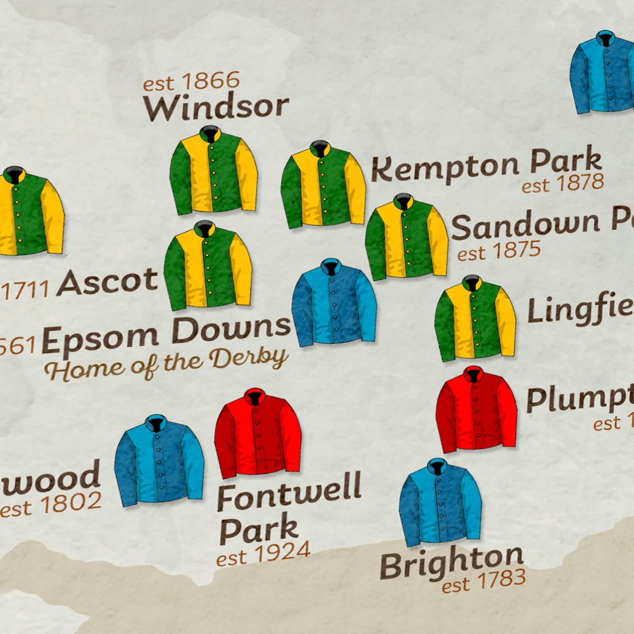 British Racecourses - Horse Racing Poster Print