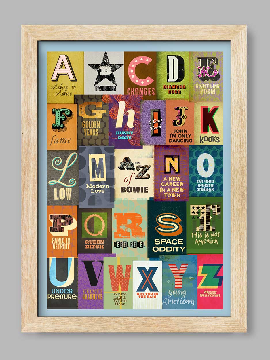 A-Z of Bowie - Music Print