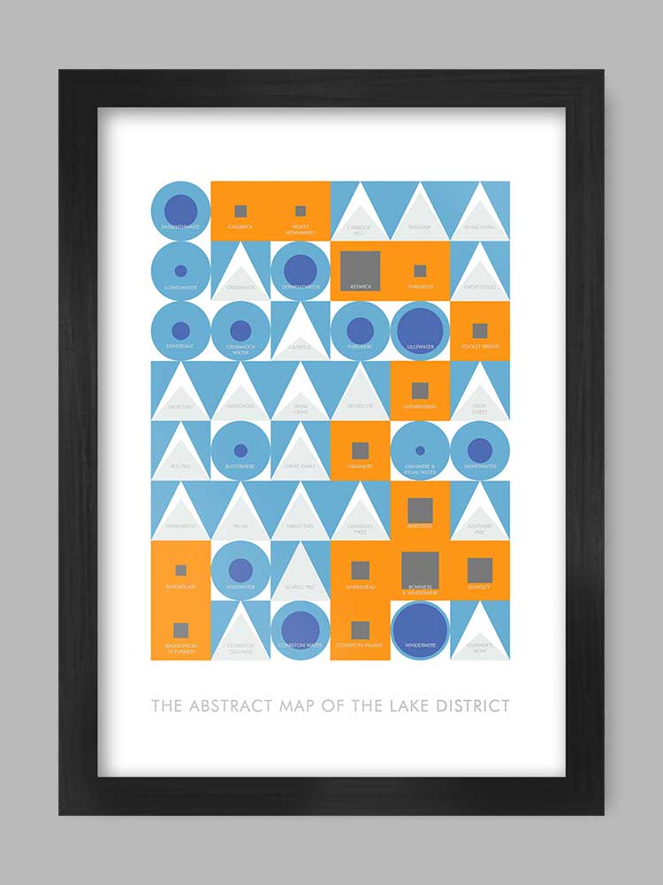 Abstract Map of the Lake District - Poster Print