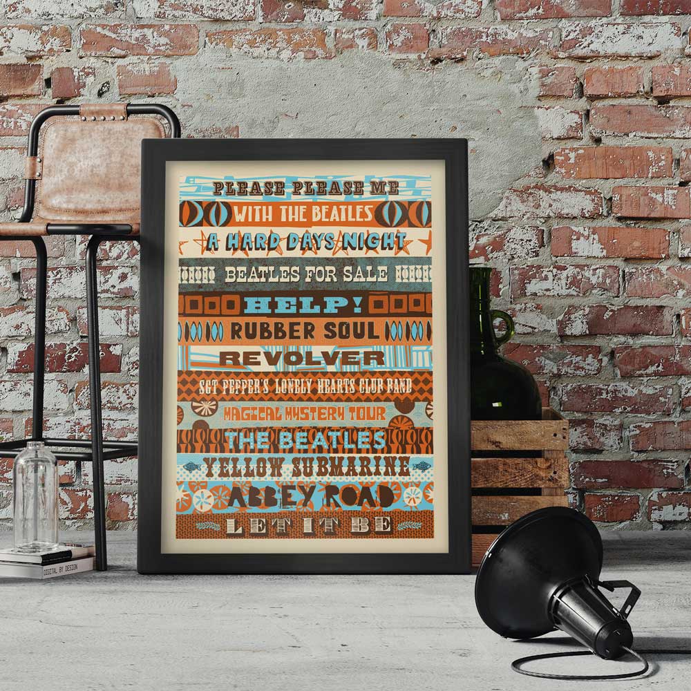 Beatles Albums Typographic - Music Print