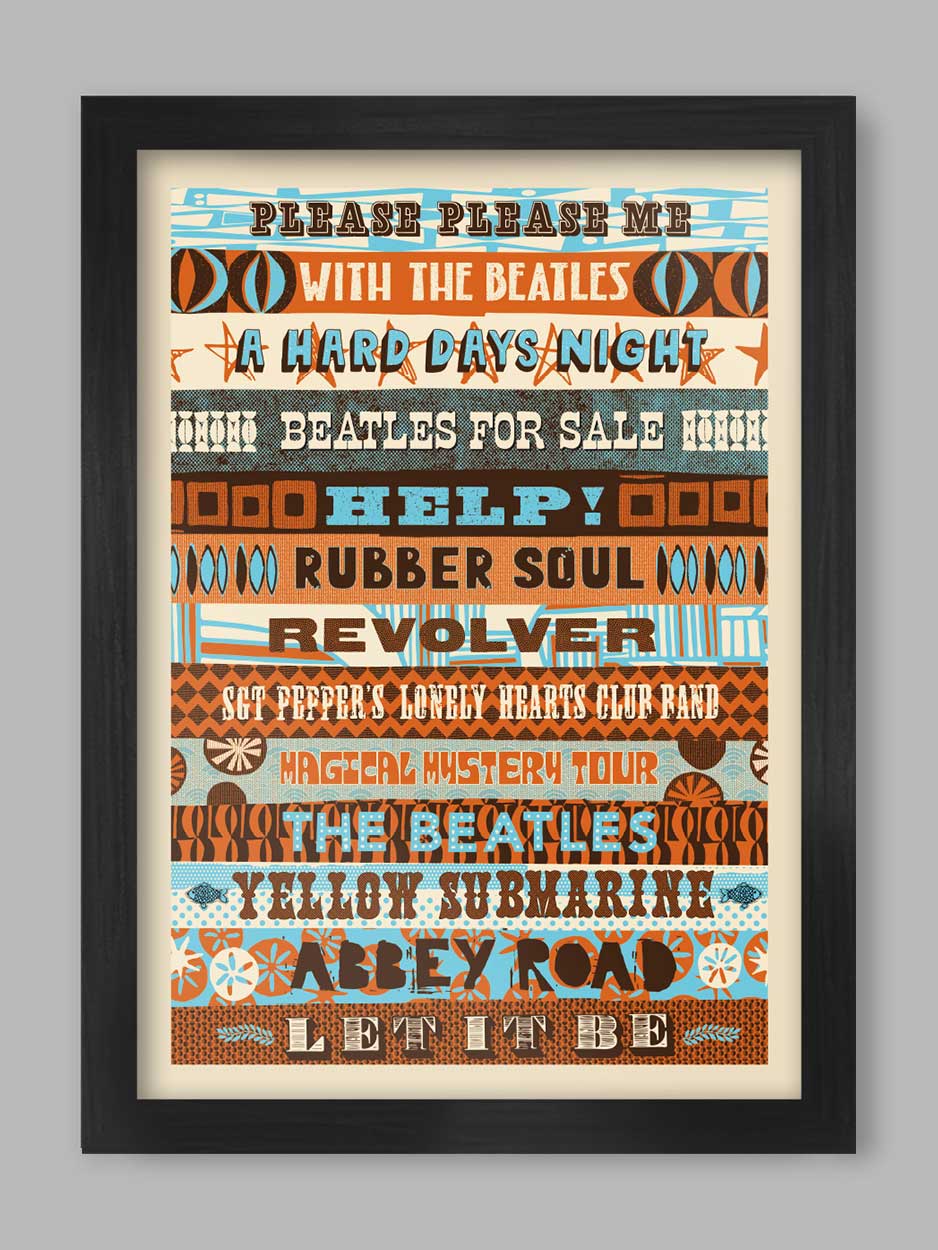 Beatles Albums Typographic - Music Print