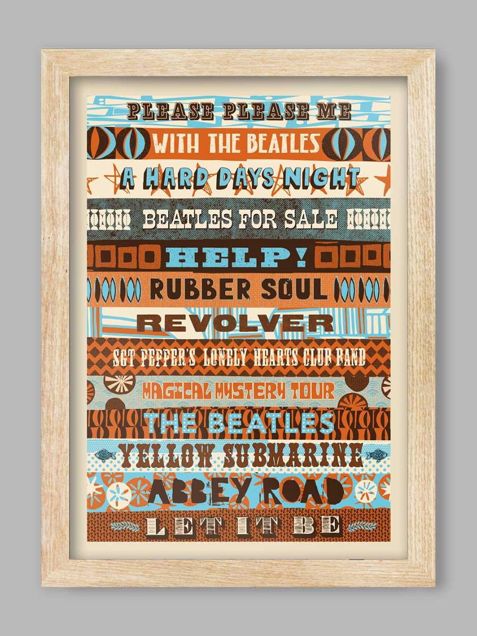 Beatles Albums Typographic - Music Print