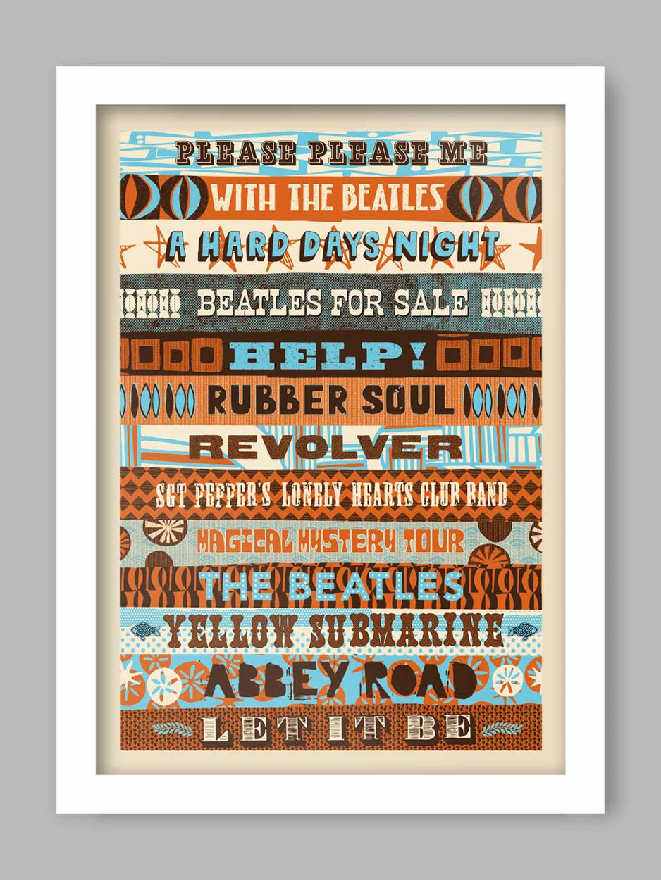 Beatles Albums Typographic - Music Print