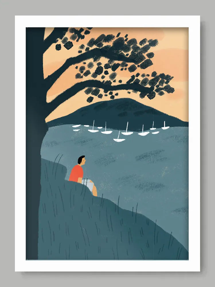 Watching The Boats Print