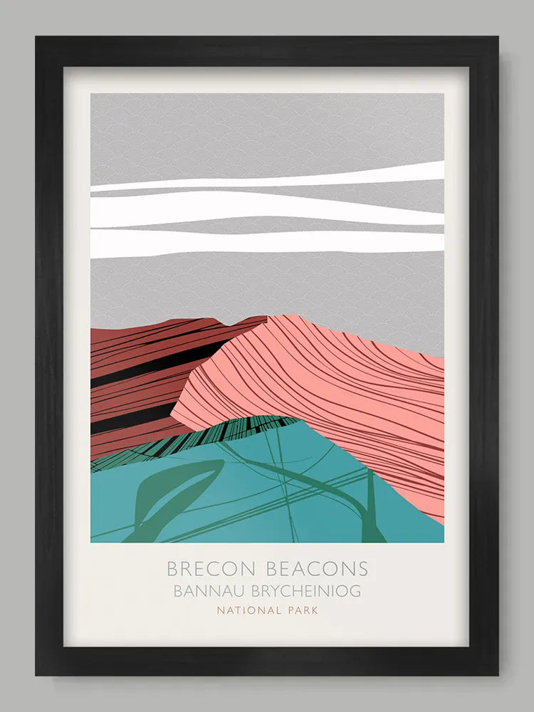 Brecon Beacons - Poster Print. Established in 1957, the park straddles both mid and south Wales.