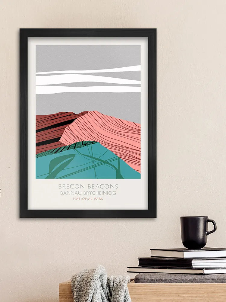 Brecon Beacons - Poster Print. Established in 1957, the park straddles both mid and south Wales.