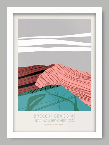 Brecon Beacons - Poster Print. Established in 1957, the park straddles both mid and south Wales.