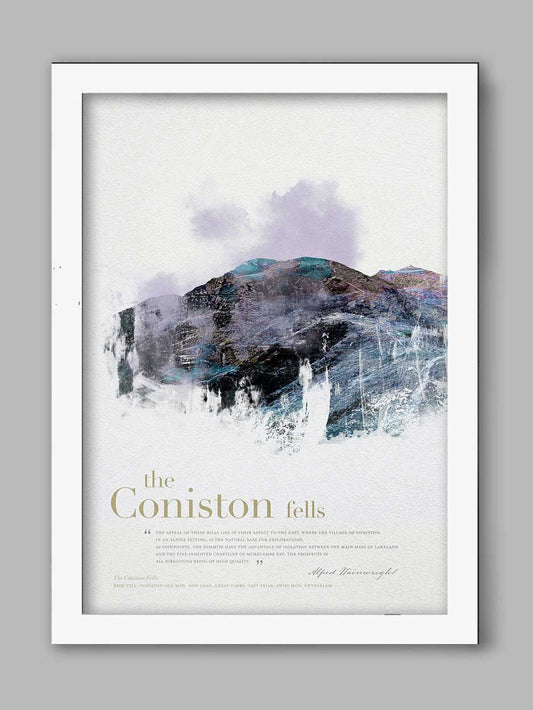 Coniston Fells in Wainwright's Words - Abstract Poster Print