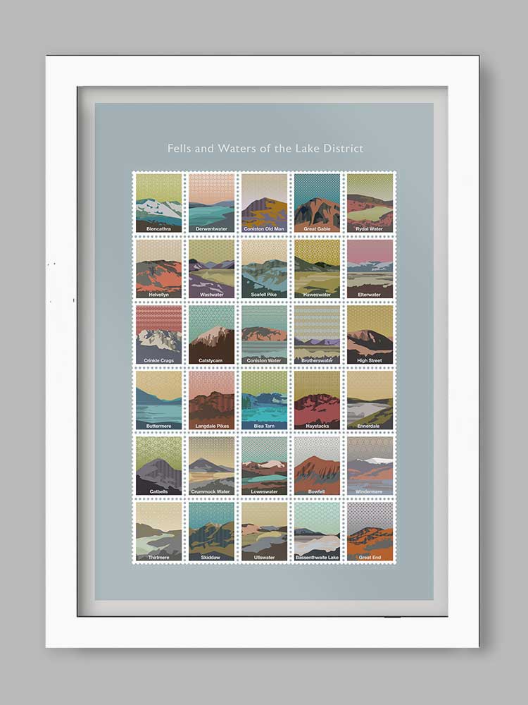 Fells and Waters of The Lake District Poster Print - Contemporary Lake District Art