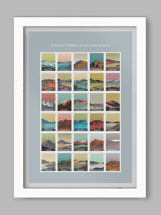 Fells and Waters of The Lake District Poster Print - Contemporary Lake District Art